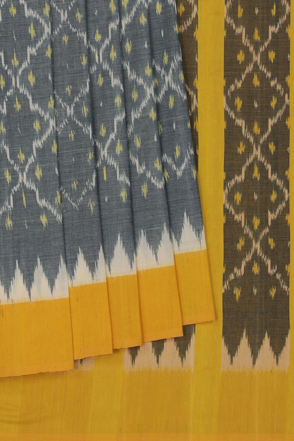 Image of Pochampally Ikat Grey Saree